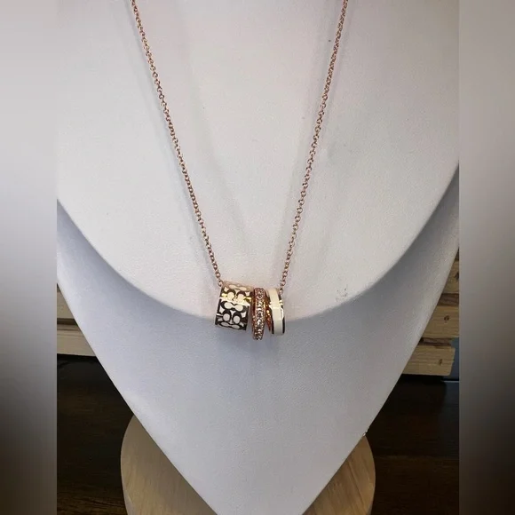 Coach Rose Gold 3-Ring Necklace - Picture 4 of 6